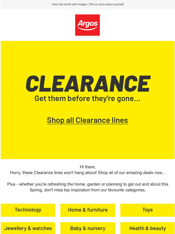 Argos clearance clearance