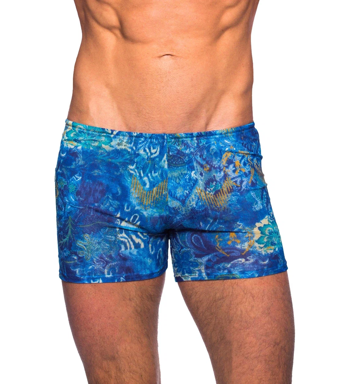 Image of Azure Tan Through Swim Shorts