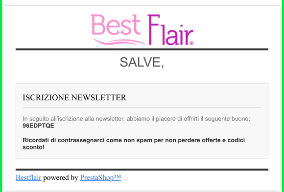 [Bestflair] Buono sconto newsletter