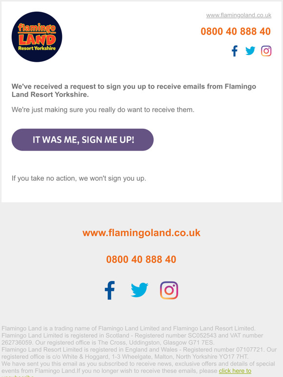 Flamingo Land Resort Subscribe Request