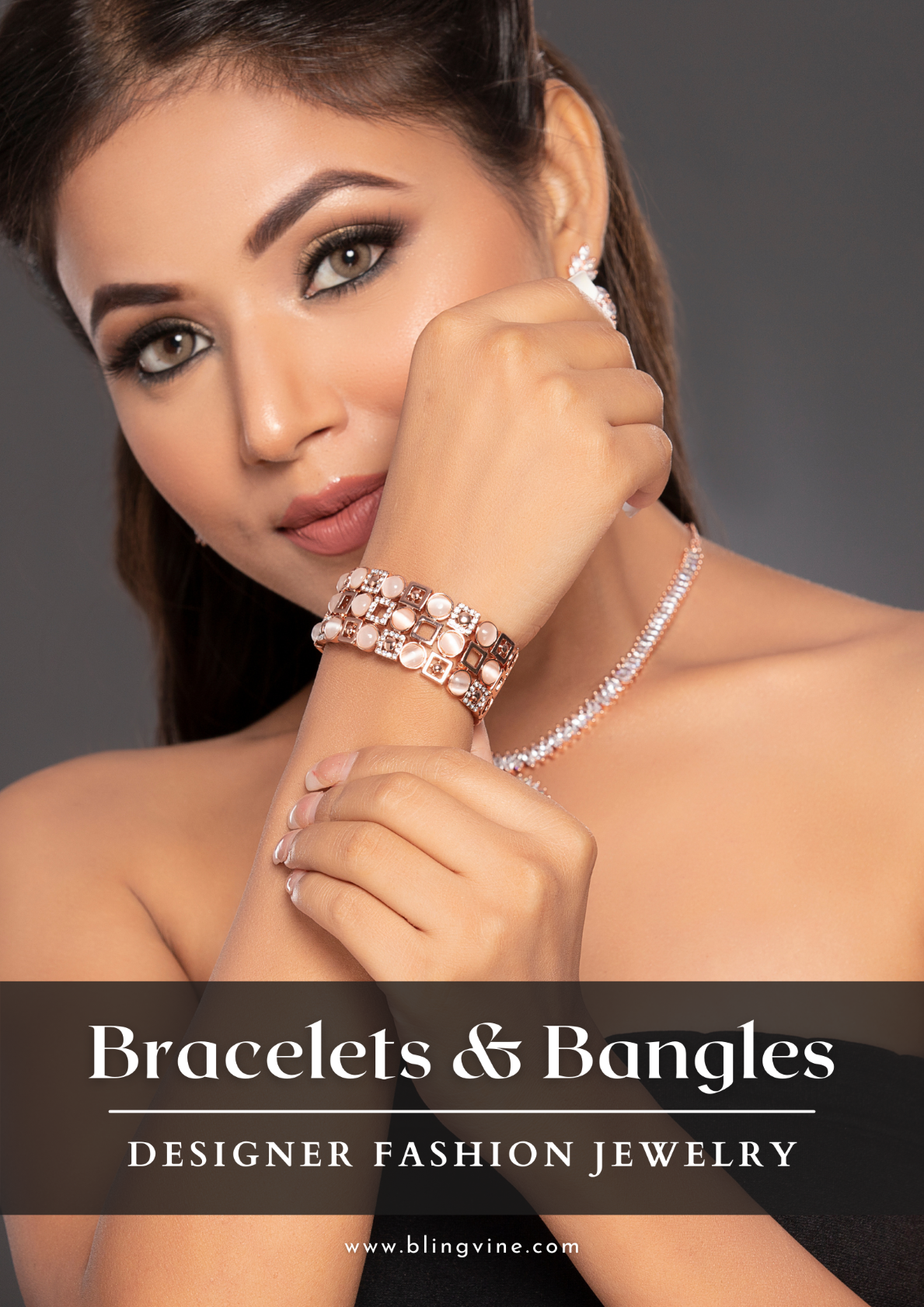 American Diamond Chain Bracelet for Gowns and Dresses - Jeenal Crystal  Bracelet by Blingvine