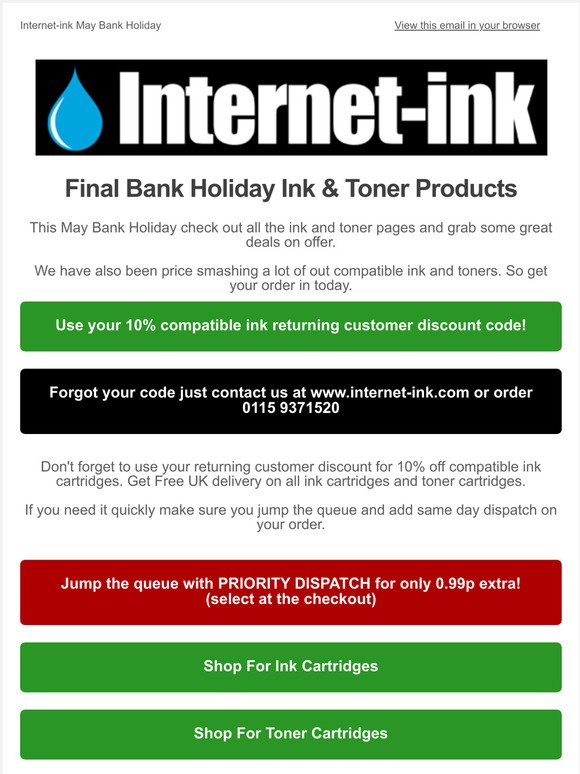 Final Chance May Bank Holiday Price Smash Ends Tonight.