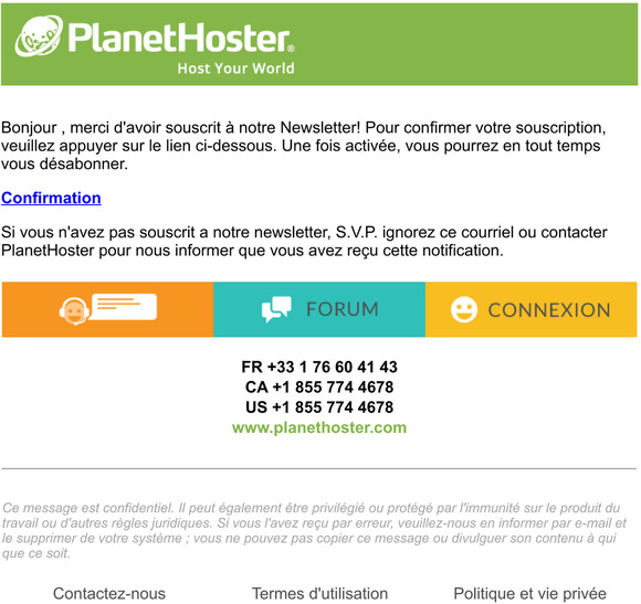 Veuillez confirmer votre souscription  la Newsletter