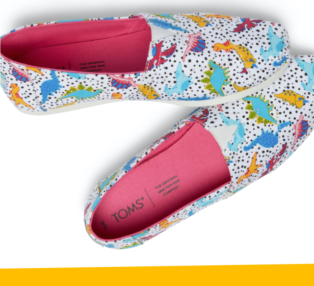 neon dino print toms