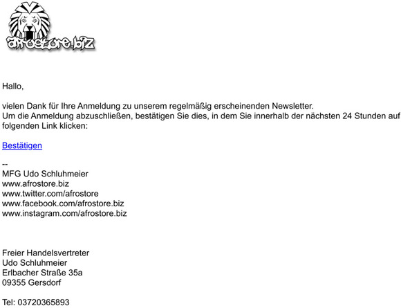 Bitte besttigen Sie Ihre Newsletter-Anmeldung
