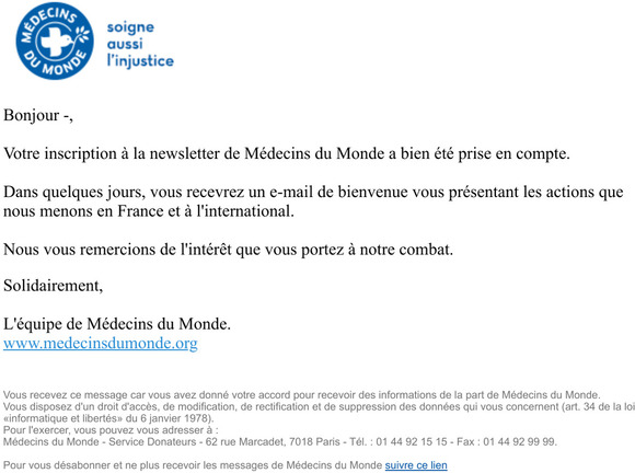 Confirmation de votre inscription