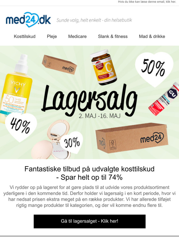 Op til -74% p kosttilskud | LAGERSALG
