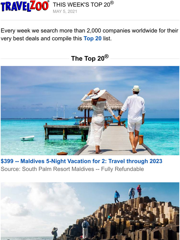 Travelzoo this week s top 20 milled