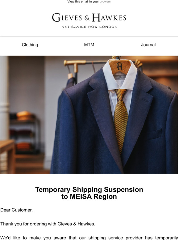 Temporary Shipping Suspension to MEISA Region