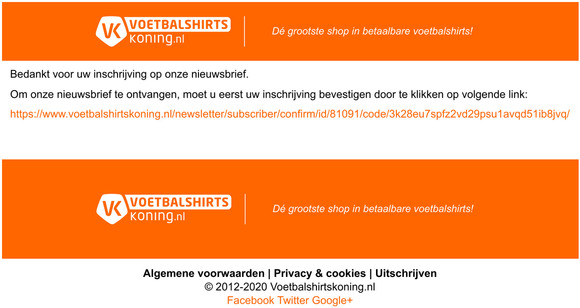 Nieuwsbrief abonnementbevestiging