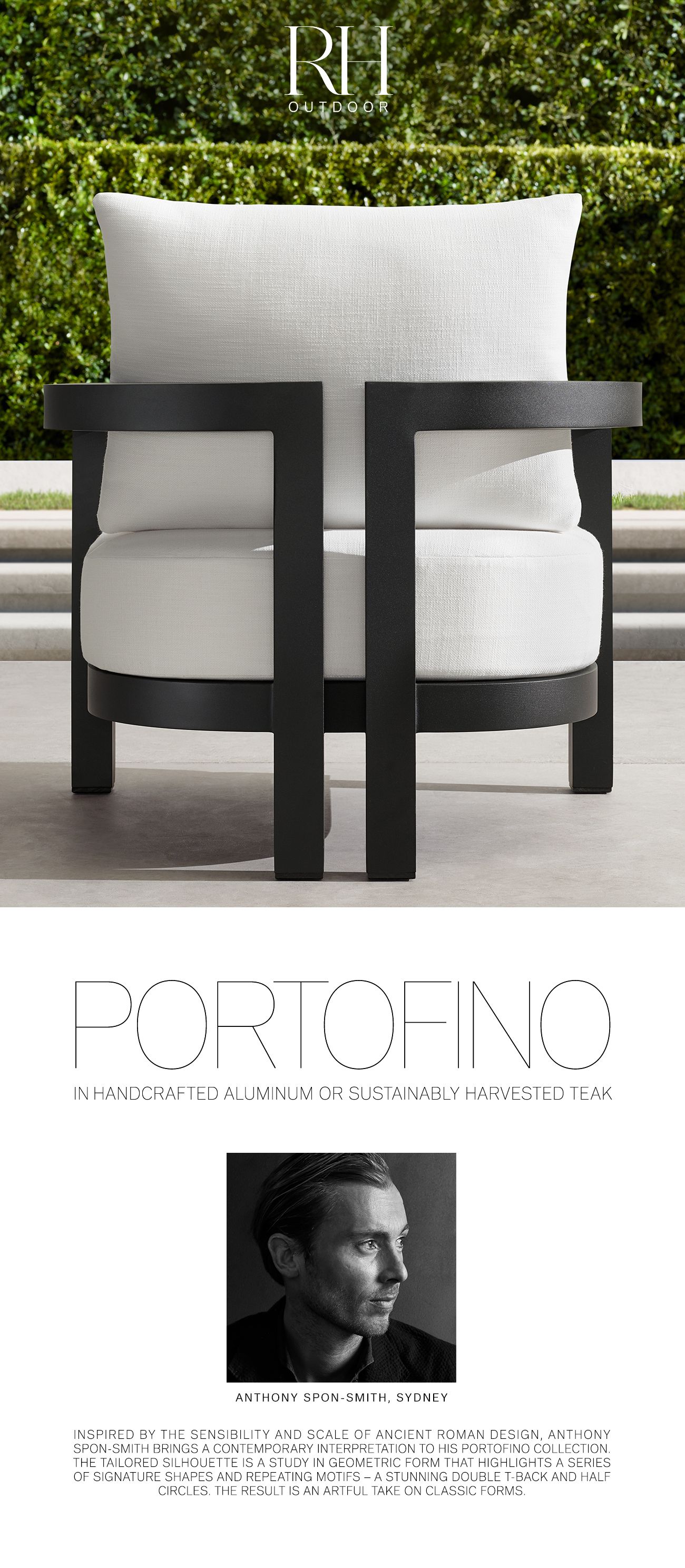 RH Outdoor. The Portofino & Capri Collections.