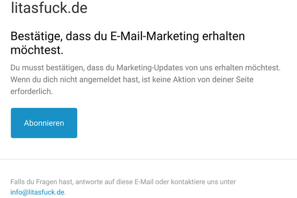 Besttige, dass du E-Mail-Marketing erhalten mchtest.