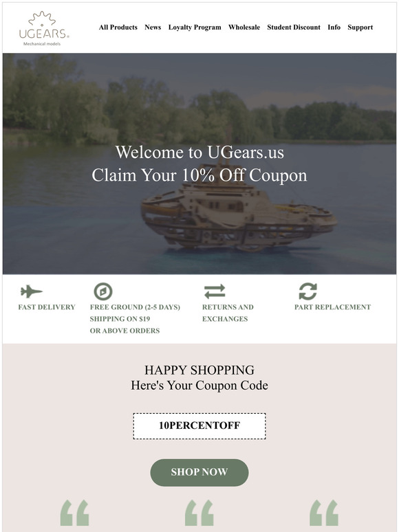 Here's your 10% OFF on any UGears US purchase