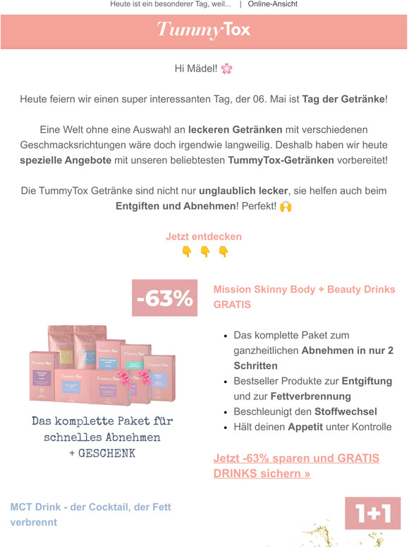 Tummytox De Diese Tummytox Drinks Gehen Aufs Haus Milled