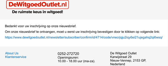 Nieuwsbrief abonnementbevestiging
