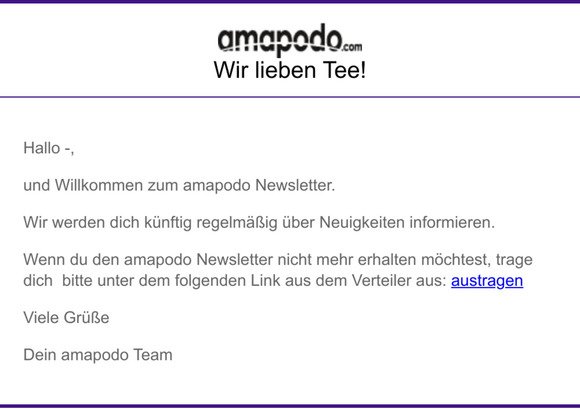 amapodo Newsletter - Willkommen