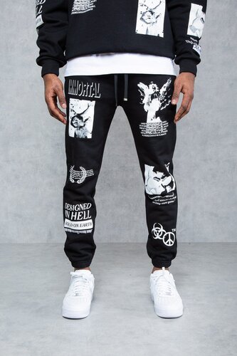 Enemies Graffiti Patch Print Jogger's -Black