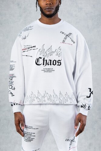 Chaos Graffiti Oversized Sweatshirt - White