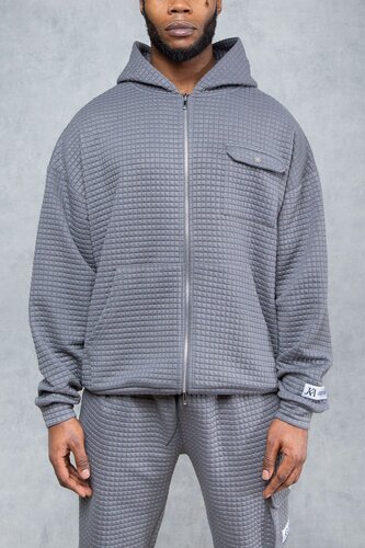 Helio Oversized ZT Waffel Hoodie - Grey