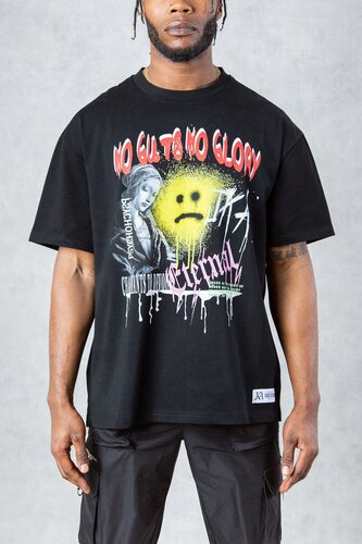 Eternal Graffiti Print Oversized T-Shirt - Black