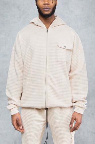 Helio Oversized ZT Waffel Hoodie - Stone