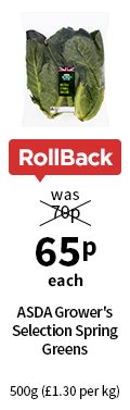 ASDA Spring Greens RollBack 65p