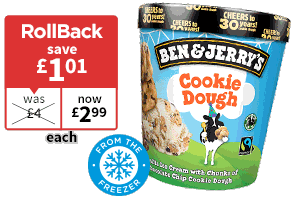 Ben & Jerries, Cadbury's & Haagen Daz on RollBack