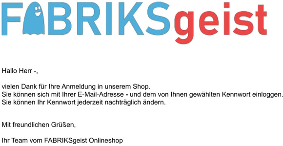 Ihre Anmeldung im FABRIKSgeist Onlineshop
