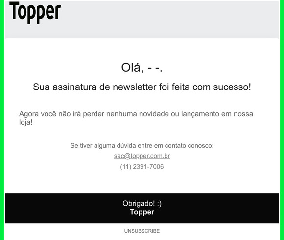 Obrigado por assinar nossa Newsletter!