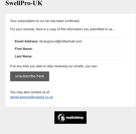 SwellPro-UK: Subscription Confirmed