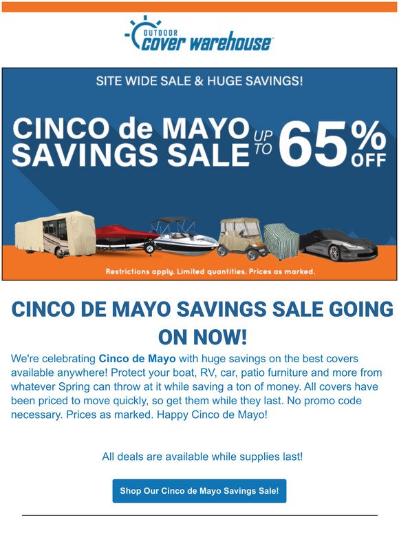 We're celebrating Cinco de Mayo with huge savings on the best covers available anywhere!