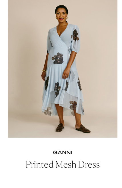 Ganni Printed Mesh Dress