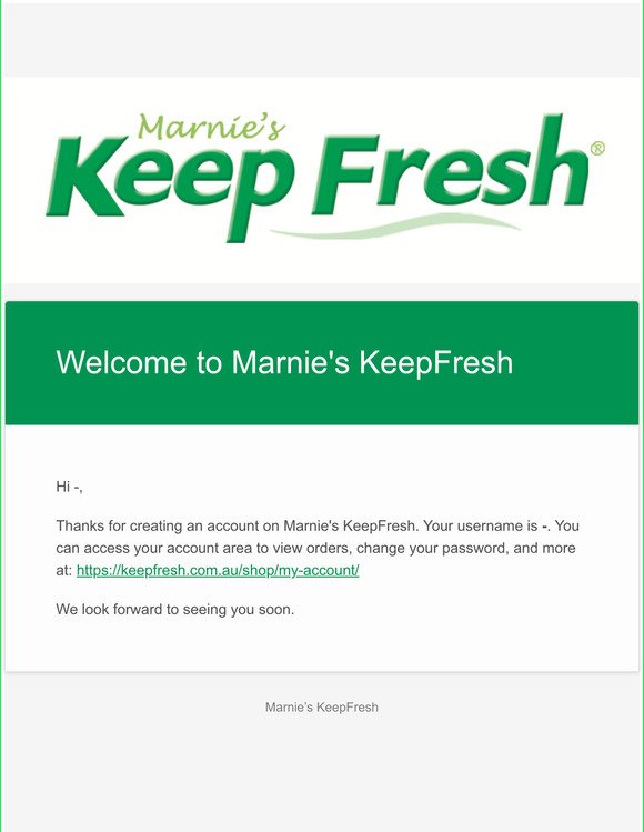 Your Marnie's KeepFresh account has been created!