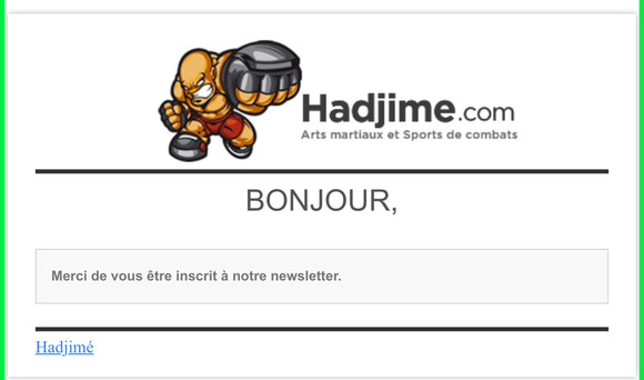 [Hadjim] Confirmation newsletter