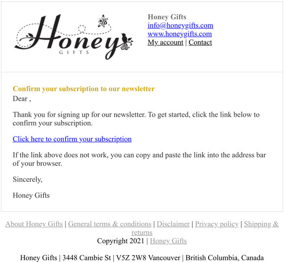 Confirm your subscription to our newsletter