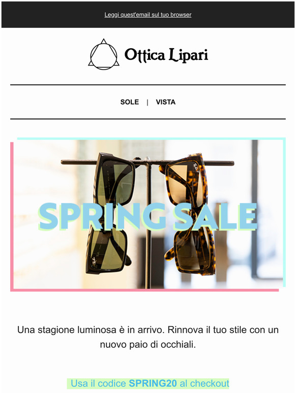 Spring Sale: -20% sui tuoi Nuovi Occhiali