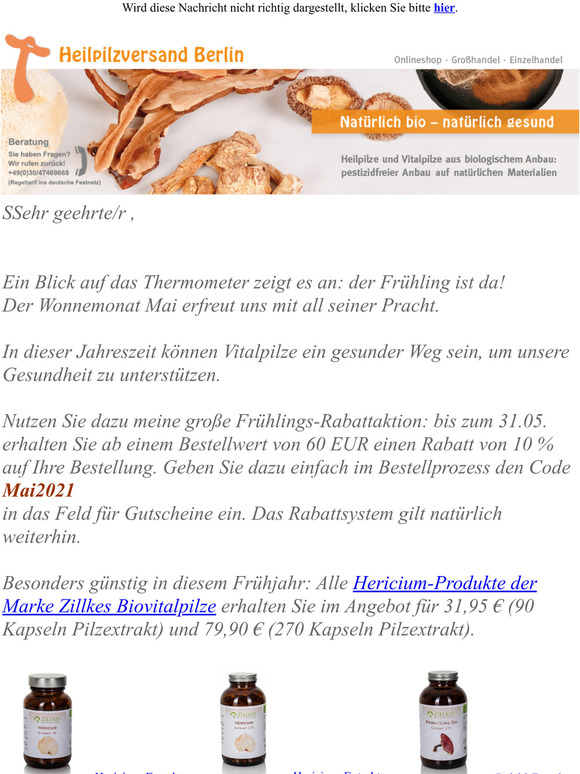 Mit Vitalpiilzen in den Mai- groe Rabattaktion