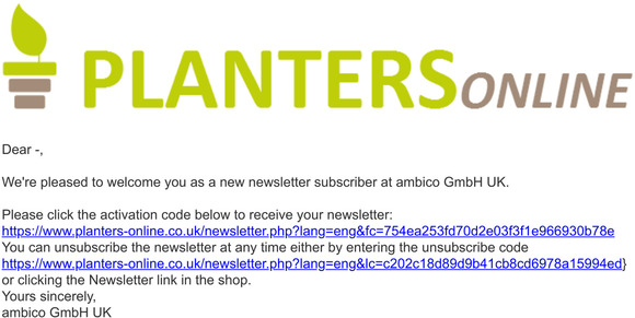 Your Newsletter Activation Key from ambico GmbH UK