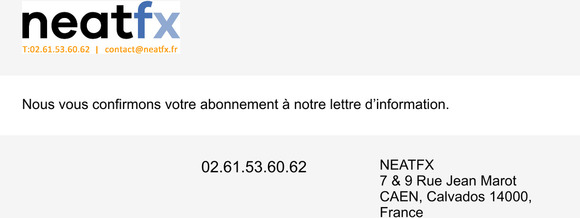 Succs de confirmation de votre abonnement  la newsletter