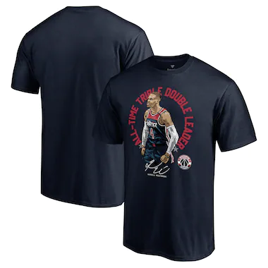 Russell Westbrook Washington Wizards Fanatics Branded All-Time Triple Double Leader Player Achievement T-Shirt - Navy