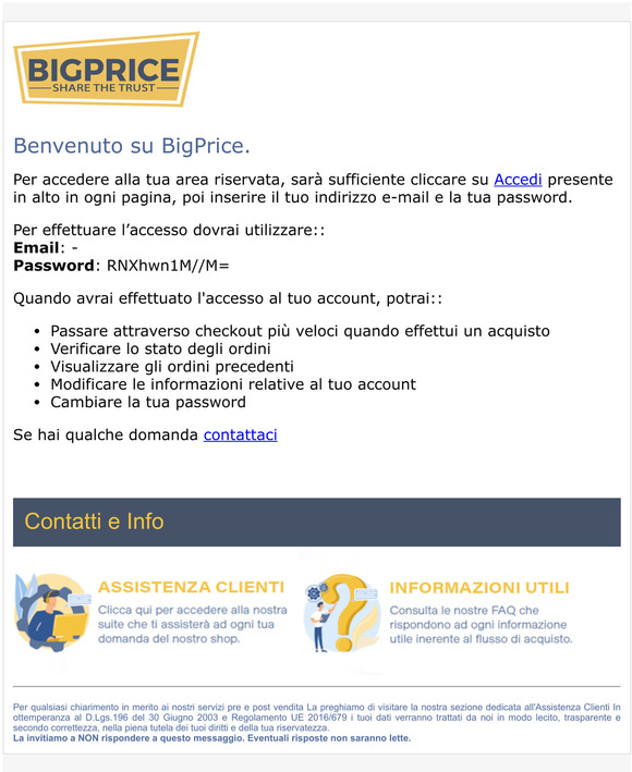 Bigprice: Benvenuto, --