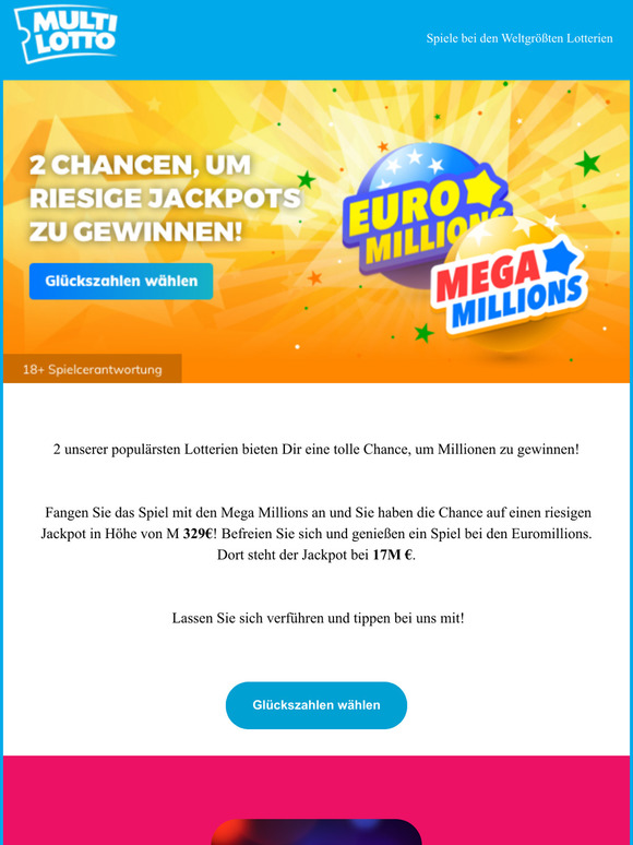 2 Chancen, um bei Ihren favorisierten Lotterien zu gewinnen!