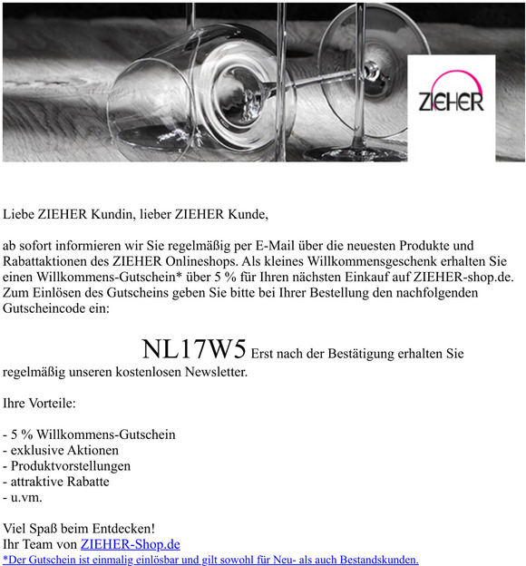 Danke fr die Newsletter-Anmeldung  Ihr 5%-Gutschein