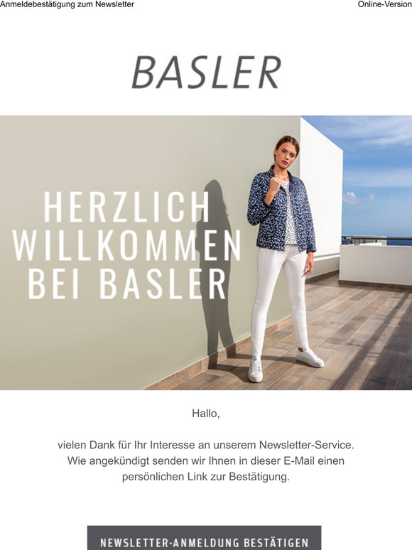 Bitte besttigen Sie Ihre Anmeldung zum BASLER Newsletter