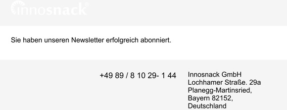 Newsletter Anmeldung erfolgreich