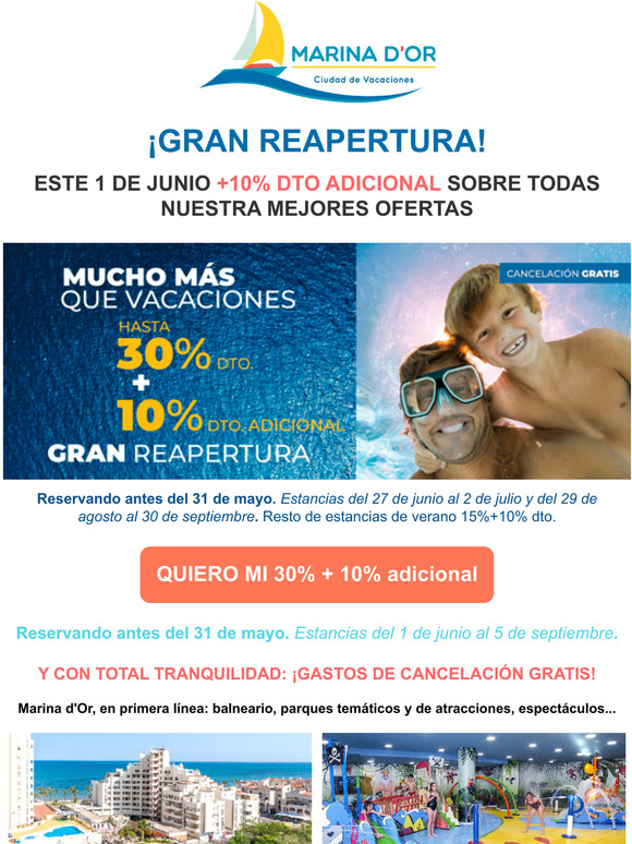 Hasta un 30% dto ms 10% por reapertura