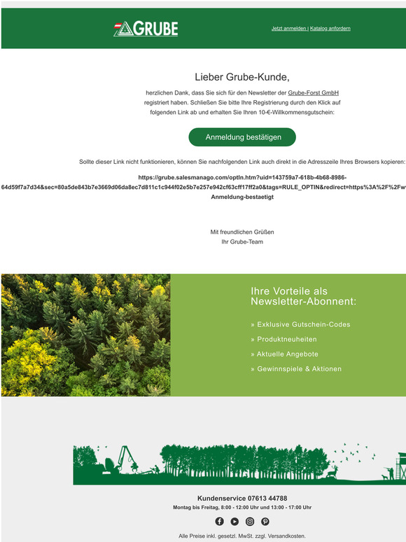 Besttigen Sie bitte Ihre Newsletter-Anmeldung bei Grube