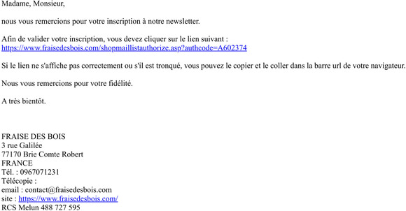 Merci de confirmer votre inscription  la newsletter