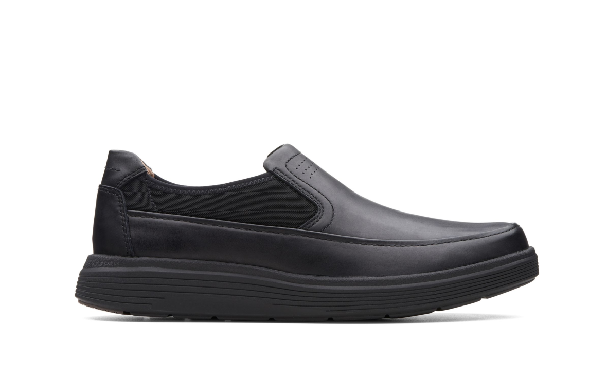 mens shoe Un Abode Go in black leather links to product page