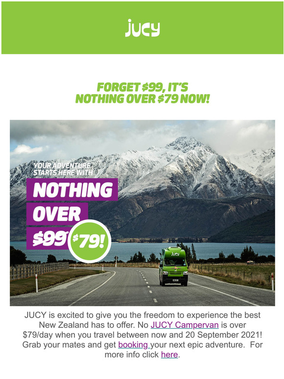ESCAPE WINTER ON A JUCY ADVENTURE WITH NOTHING OVER $79!